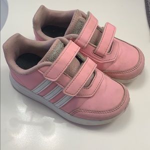 Adidas pink toddler Velcro shoes.